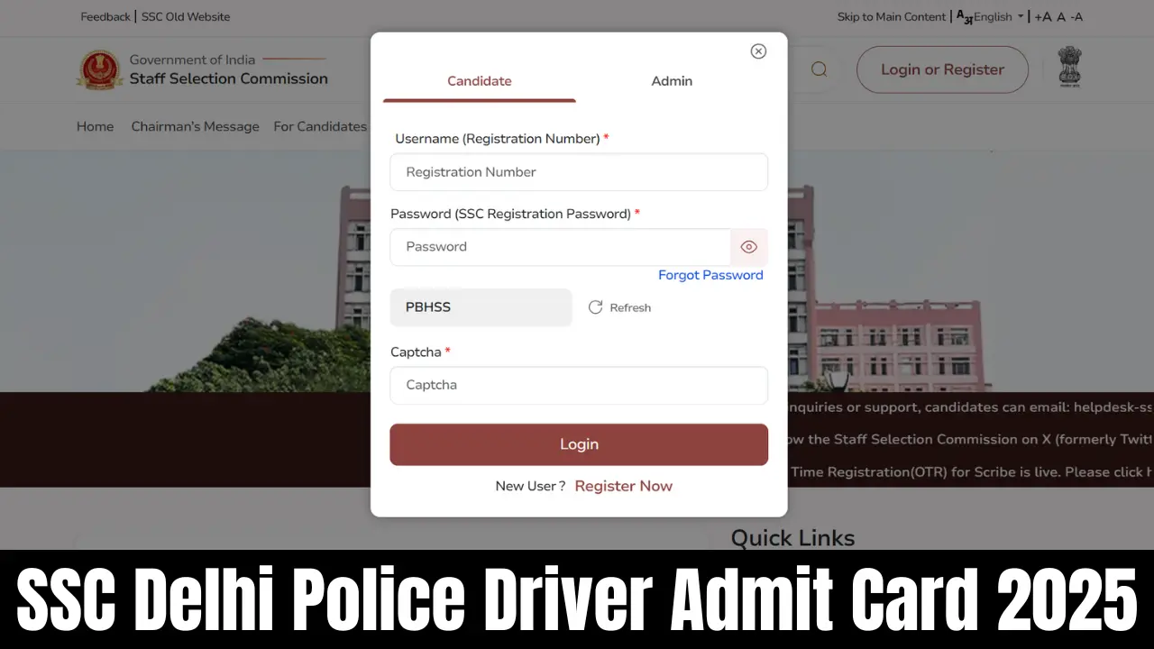 SSC Delhi Police Driver Admit Card 2025