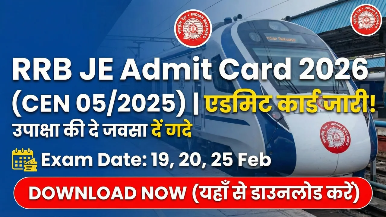 RRB JE Admit Card 2026 Exam Date City Intimation