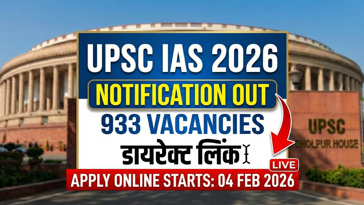 UPSC IAS Notification 2026 Out Poster 933 Vacancies Apply Online Date